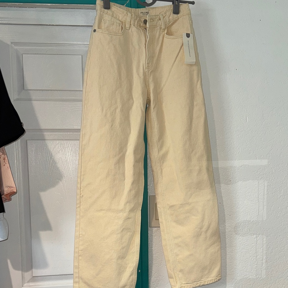 Pilcro Cream High-Waisted Jeans